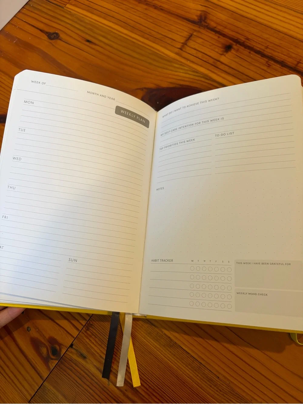 The Little Calm & Happy Co. Yellow Undated Weekly Planner and Goal Tracker